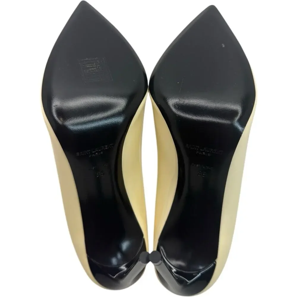 Saint Laurent Cream Patent Pointed-Toe Stiletto Pumps - Picture 10 of 16